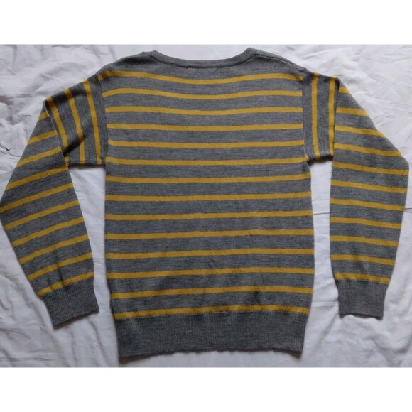 Brunella Gori Italian Merino Wool Yellow Gray Stripe Knit Sweater Y2K Grunge L - Picture 9 of 12